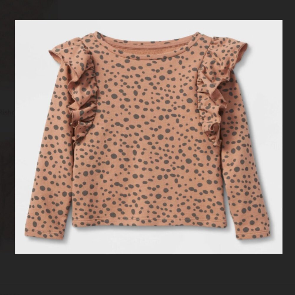 Polka Dot Ruffle Sleeve Kids Top